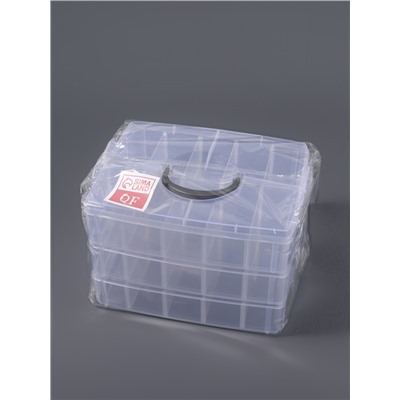 Органайзер для хранения мелочей, 10 ячеек, 24.5×16.5×18 см, с ручкой, прозрачный