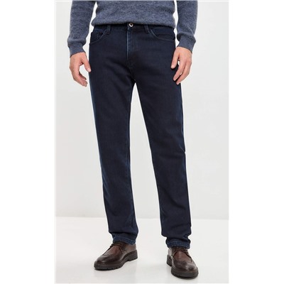 Джинсы мужские утепленные флисом  P121-0152W d.blue