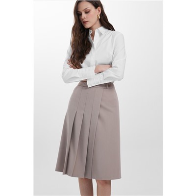 Юбка миди бежевая с запахом