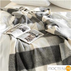 DOME ГОЛЬМ Плед сер.-бел. 140х200+10х2 см, 1 пр., 52% акрил, 48% шерсть, 350 г/м2