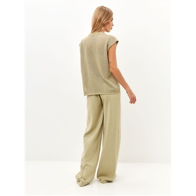 Брюки палаццо с карманами, Фисташковый