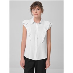 Блузка без рукавов белая с оборками