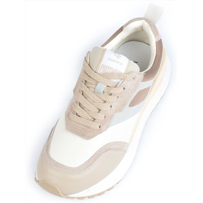 05-A603-2 BEIGE Кроссовки женские (натуральная кожа, натуральная замша)