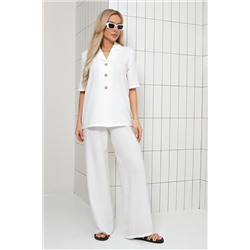 Костюм льняной с брюками белого цвета Стелла №4