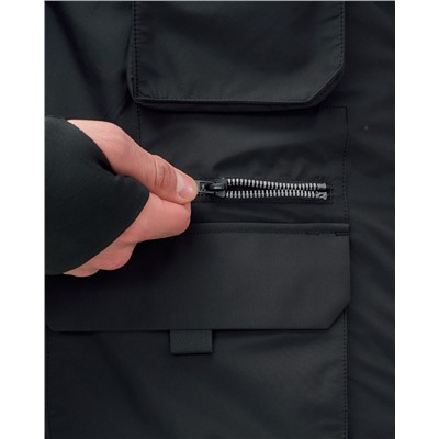 Куртка - жилетка трансформер 2 в 1 мужская зимняя черного цвета 2409Ch