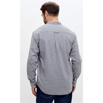 Рубашка д/р лен F511-0480 green-grey