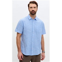 Рубашка к/р лен F111-0451 l.blue stripes