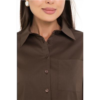 Рубашка с рукавами три четверти шоколадного цвета
