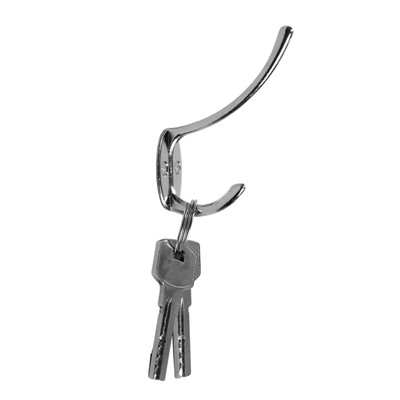 Крючок мебельный ТУНДРА TKd=014, двухрожковый, хром, 10 шт. TMP