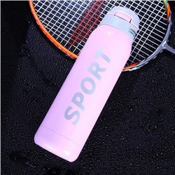 Термос для напитков с трубочкой Sport розовый 500мл