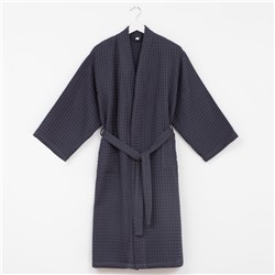 Халат вафельный женский удлинённый «Этель» Boho, размер 42-44, хлопок, 290 г/м², тёмно-серый
