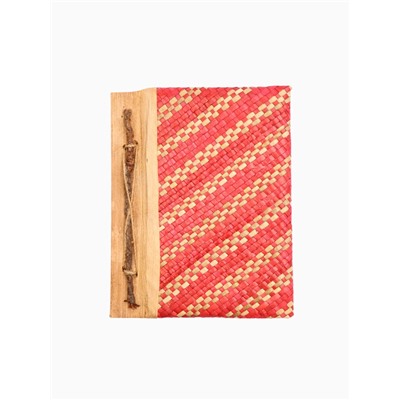 Записная книжка плетёная, 48 листов, 17×22×2 см, бежево-розовая