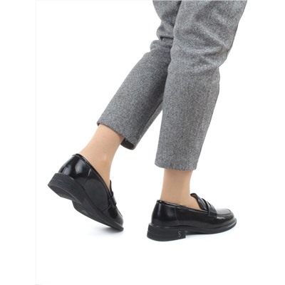 03-PDEB105-3 BLACK Лоферы женские (натуральная кожа)