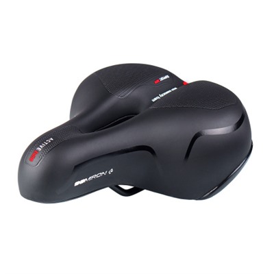 Седло велосипедное комфортное COMIRON BERN N669A 255x210, Технологии: ED, Эластомер, Верх: PU с пресс. принтом, Цвет: Чёрный+Красный/ АКЦИЯ /уп 20/