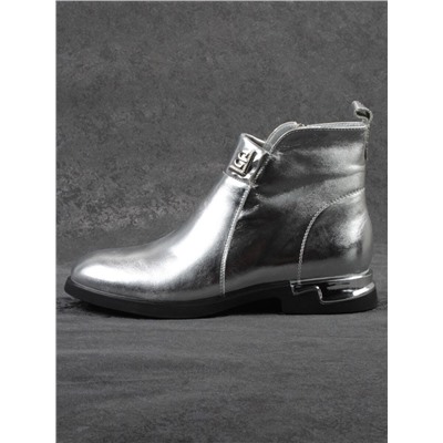 01-B48B-87C GREY/SILVER Ботинки демисезонные женские (натуральная кожа, байка)