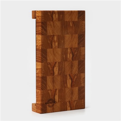 Доска разделочная деревянная торцевая Magistro, с металлической гастроемкостью, 30.5×16.5×5 см, в крафтовой коробке, дуб