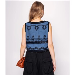 Джинсовый жилет #КТ815 (7), чёрный, синий