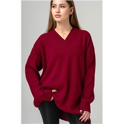 Женский удлиненный джемпер оверсайз с V-вырезом Happyfox