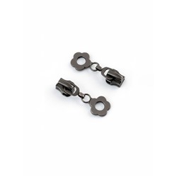 Бегунок для металлической молнии, №5, «Цветок», 10 шт., цвет чёрный никель