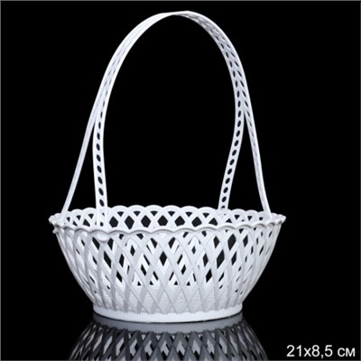 Ваза корзина с ручкой 21x8,5 см / JCA615H /уп 100/ белая