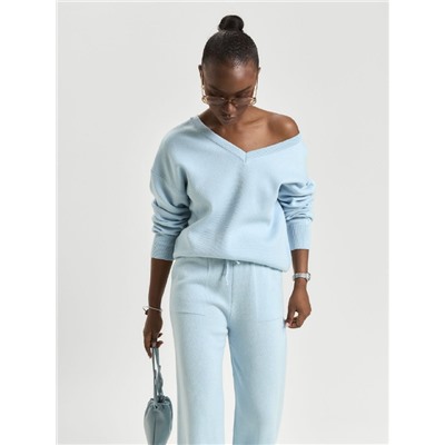 Брюки палаццо с карманами, Голубой