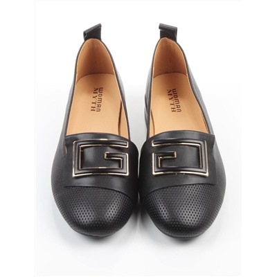 06-M47-56 BLACK Туфли женские на широкую ногу (натуральная кожа)