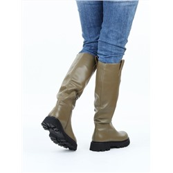 02-E39B-53JN GREEN Сапоги демисезонные женские (натуральная кожа)