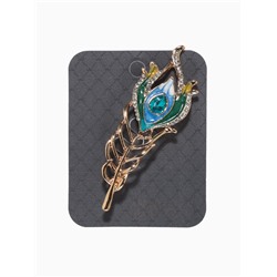 Брошь «Перо павлина», цветная в розовом золоте