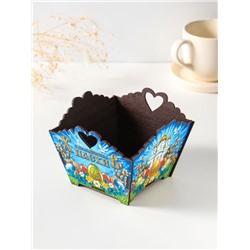 Конфетница квадратная или подставка под кулич «Пасхальный храм». 10×13×13.5 см