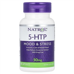 Natrol, 5-HTP, Настроение и стресс, 50 мг, 45 капсул