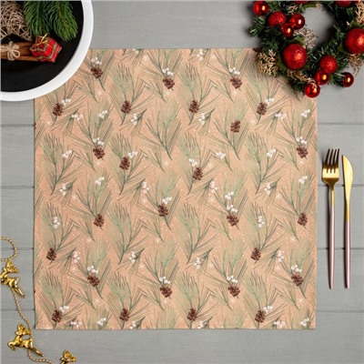 Набор салфеток «Этель» Spruce branches 46×46 см - 4 штуки, 100%хлопок, саржа 190 г/м²