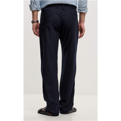 Брюки лен F511-0851 navy