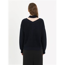 Джемпер вязаный тёмно-синий