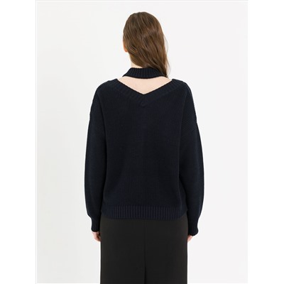 Джемпер вязаный тёмно-синий