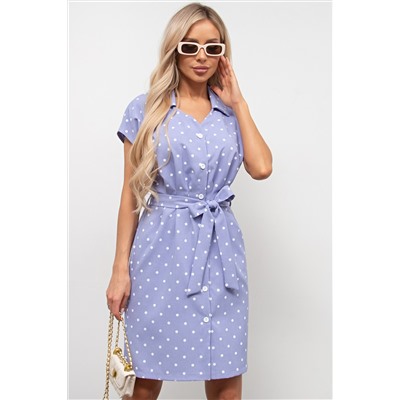 Короткое льняное платье в горох Мириам №6