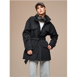 Плащ утепленный черный