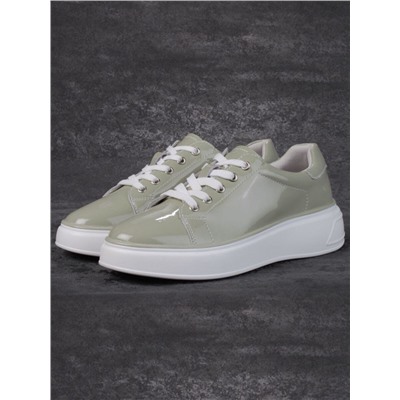 05-PDD215-3 GRAY GREEN Кроссовки женские (натуральная кожа)
