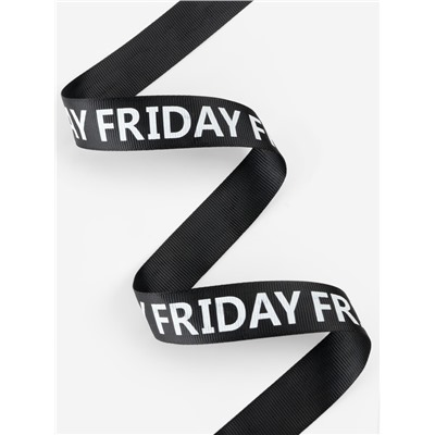 Лента репсовая «Friday», 25 мм, 23±1 м, белая, чёрная