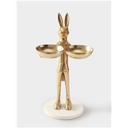 Конфетница двойная «Кролик угощает», 19×26×48 см, алюминий