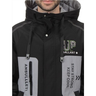 2171 BLACK GRAY Куртка мужская зимняя облегченная (130 гр. холлофайбер)
