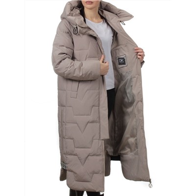 H268 DK. BEIGE Пальто зимнее женское (170 гр. холлофайбер)