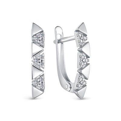 Серьги с фианитом родированные серебро 925*