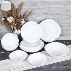 Столовый набор 19 предметов квадратный SQ-19 8595659 WHITE (уп 2) Малая суповая