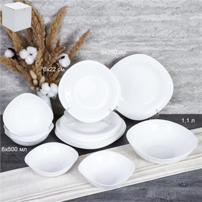 Столовый набор 19 предметов квадратный SQ-19 8595659 WHITE (уп 2) Малая суповая