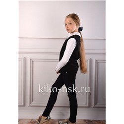 88259 Жилет для девочки удлиненный Черный/134