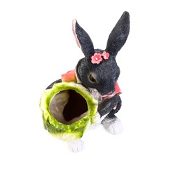 Садовая фигура из полистоуна «Зайчик с капустой», 18×17×31 см, с кашпо