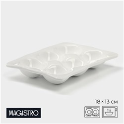 Подставка для яиц Magistro «Бланш», 6 секций, 18×13 см, фарфор, белая