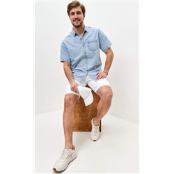 Рубашка мужская джинсовая с коротким рукавом F311-1240 голубая