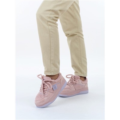 04-P124-2C PINK Кроссовки демисезонные женские (натуральная замша, искусственный мех)