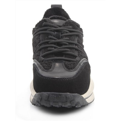 04-XKL23-138R BLACK Кроссовки утепленные женские (натуральная кожа, натуральная замша, байка)